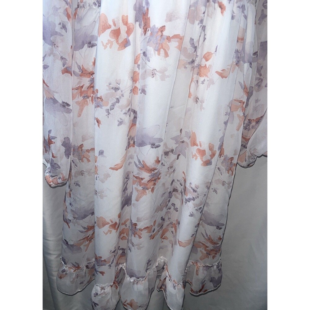 Area Stars Women’s Sateen Floral Dress Size M Chiffon Boho Feminine Coquette - Picture 2 of 10